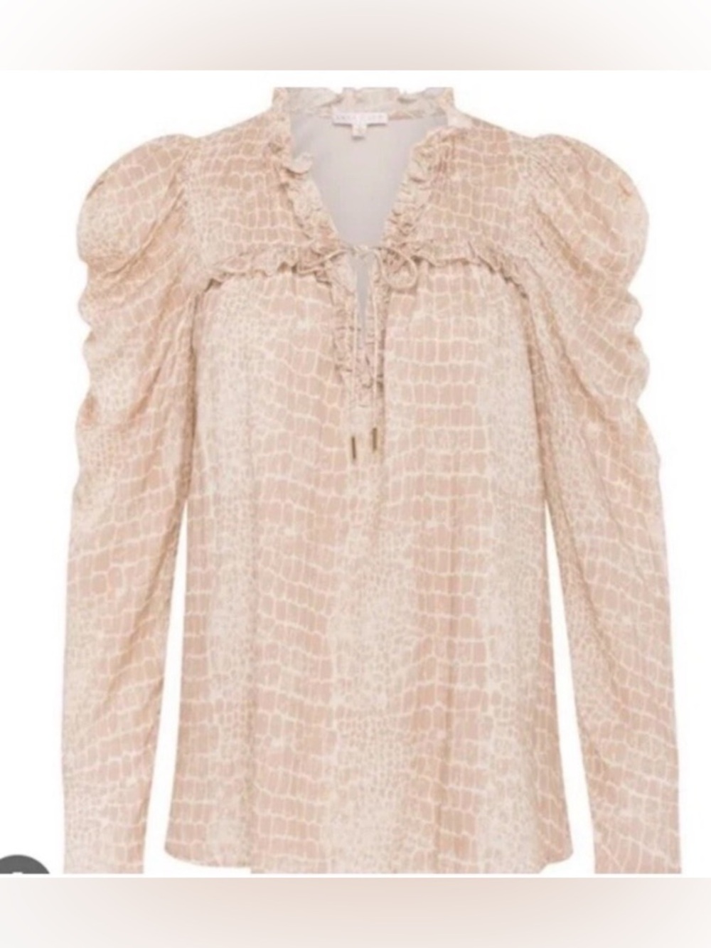 ANNA CATE Abigail Blouse in croc print - size XS silky contemporary luxury